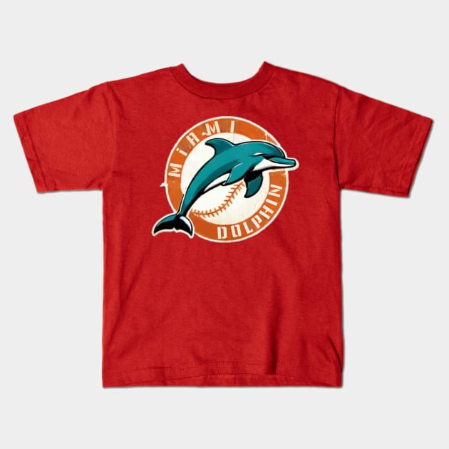 Miami dolphin Kids T-Shirt by AOAOCreation